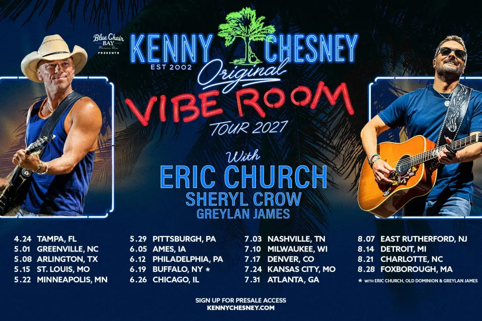 Kenny Chesney concert tour poster 2026–2027